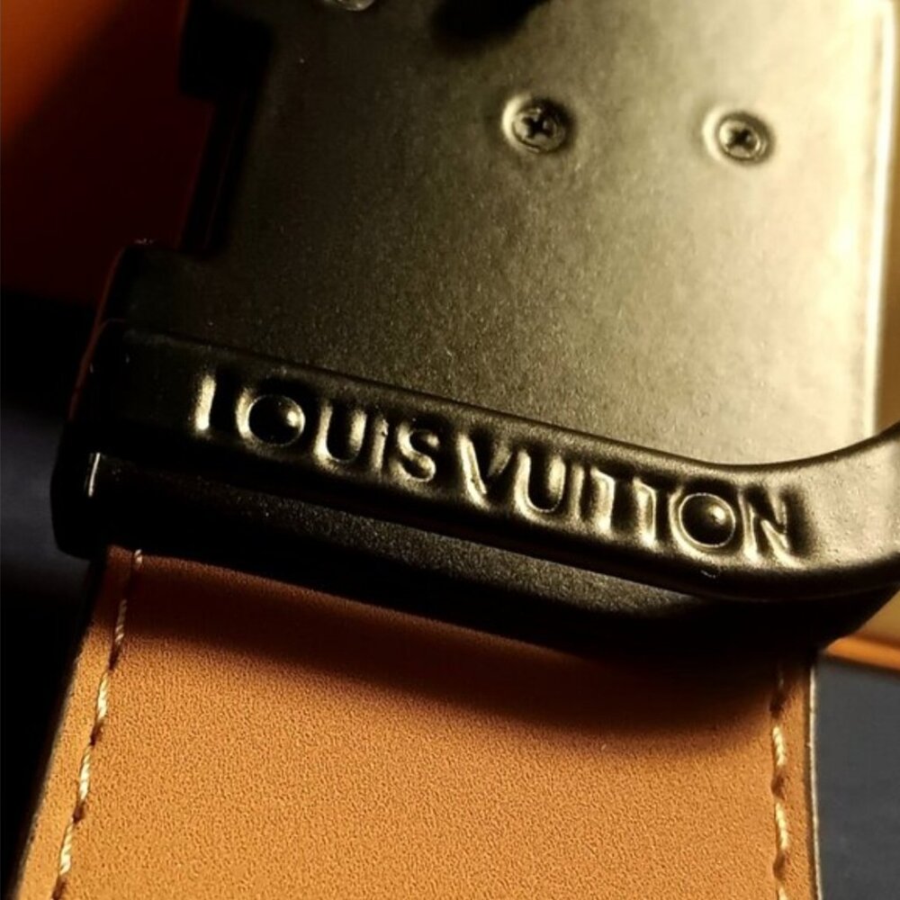 Louis Vuitton (GOLD) (BLACK) (SILVER) 33-35 Size Monogram Leather Belt & BOX - Picture 9 of 12